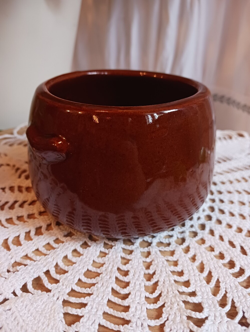 Vintage Westbend Small Individual Serving Bean Soup Crock Brown Glaze